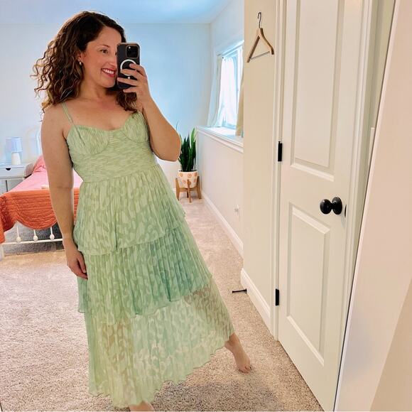Gianni Bini Mint Green Ruffled Tiered Maxi Dress 12 - Picture 1 of 12